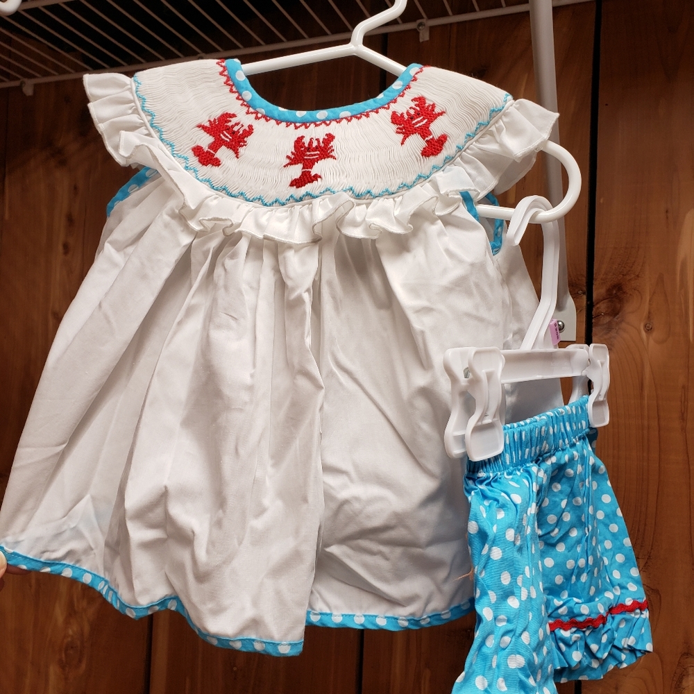 Smocked NOLA crawfish outfit